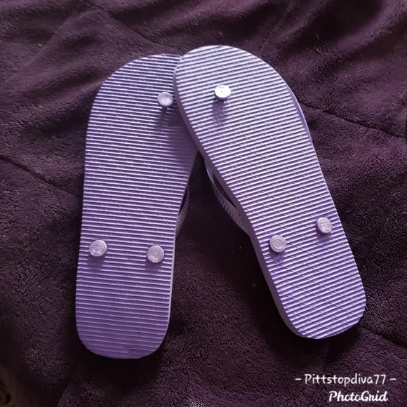 Purple Floral Flip Flops - Picture 2 of 2